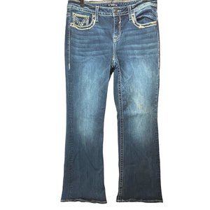 Vigoss Jeans Womens 14 (34x30) Blue Bootcut Stretch Heritage Fit Dark Wash